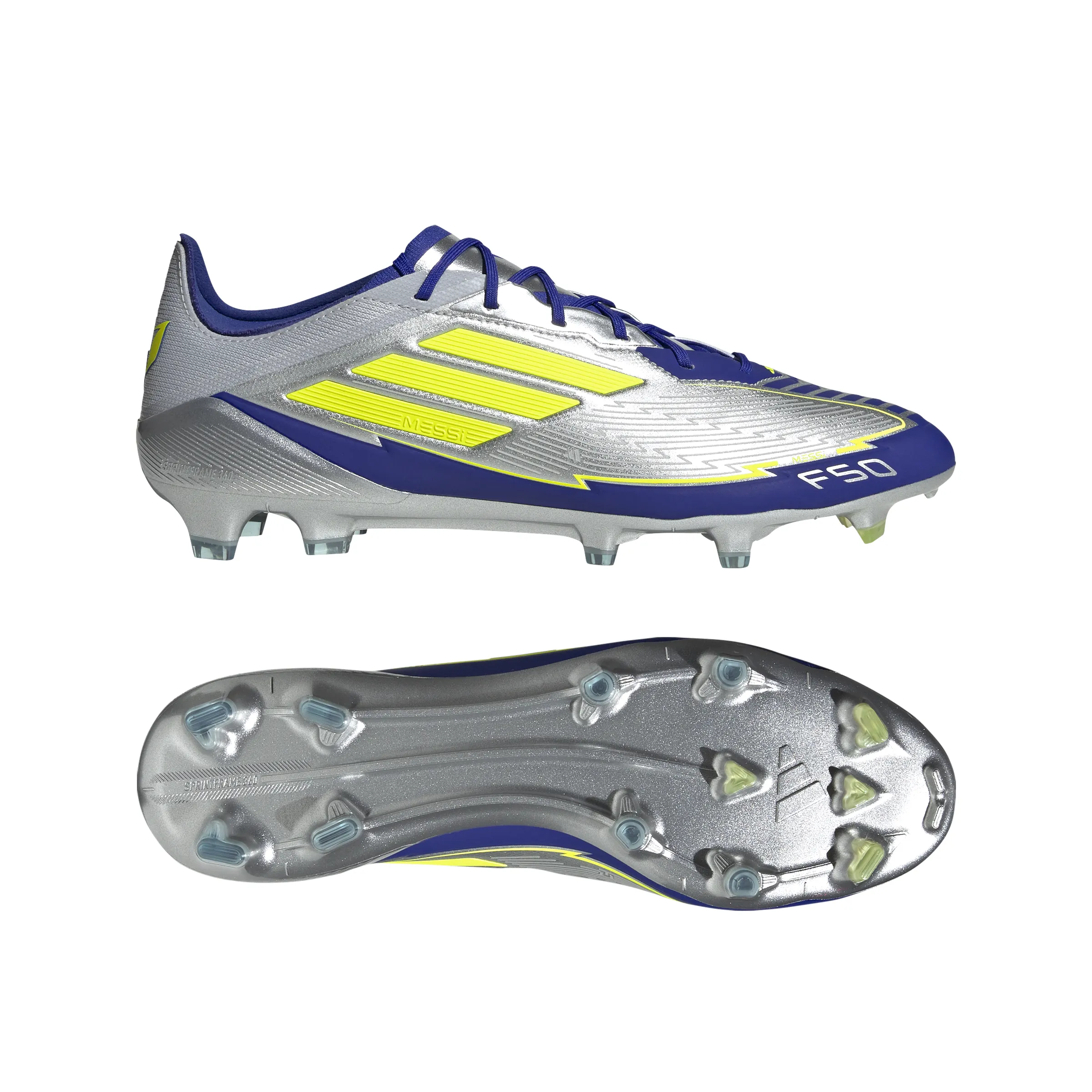 adidas F50 Messi Elite FG Firm Ground - Silver / Blue/ Neon