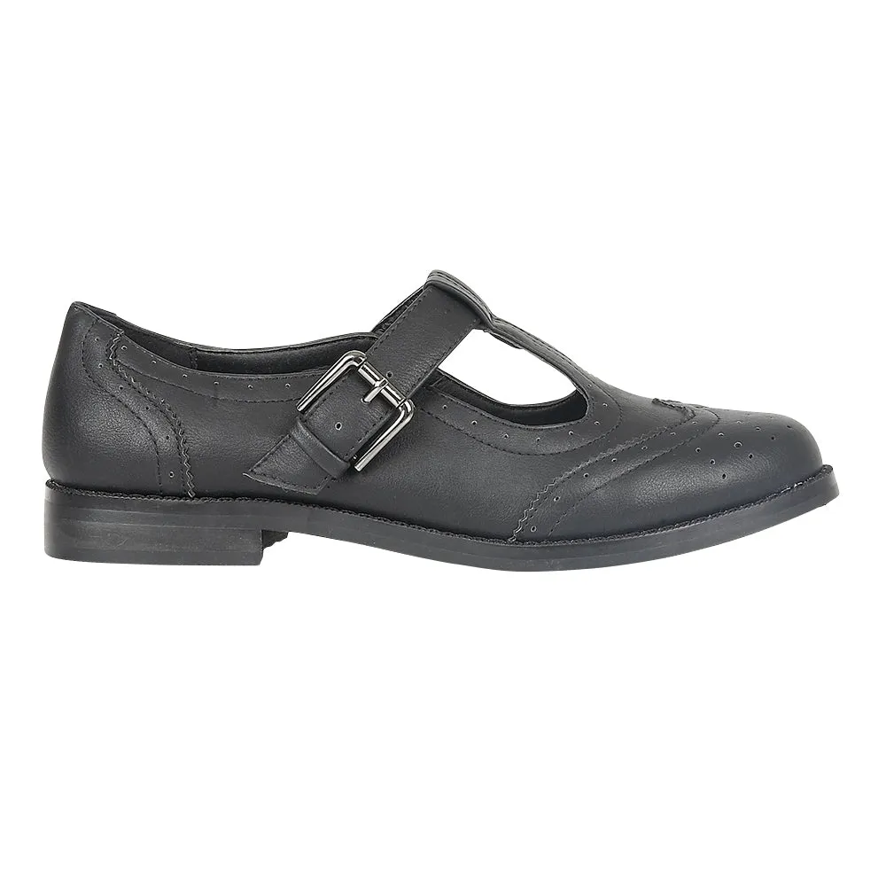 Black Pu Flat Shoes