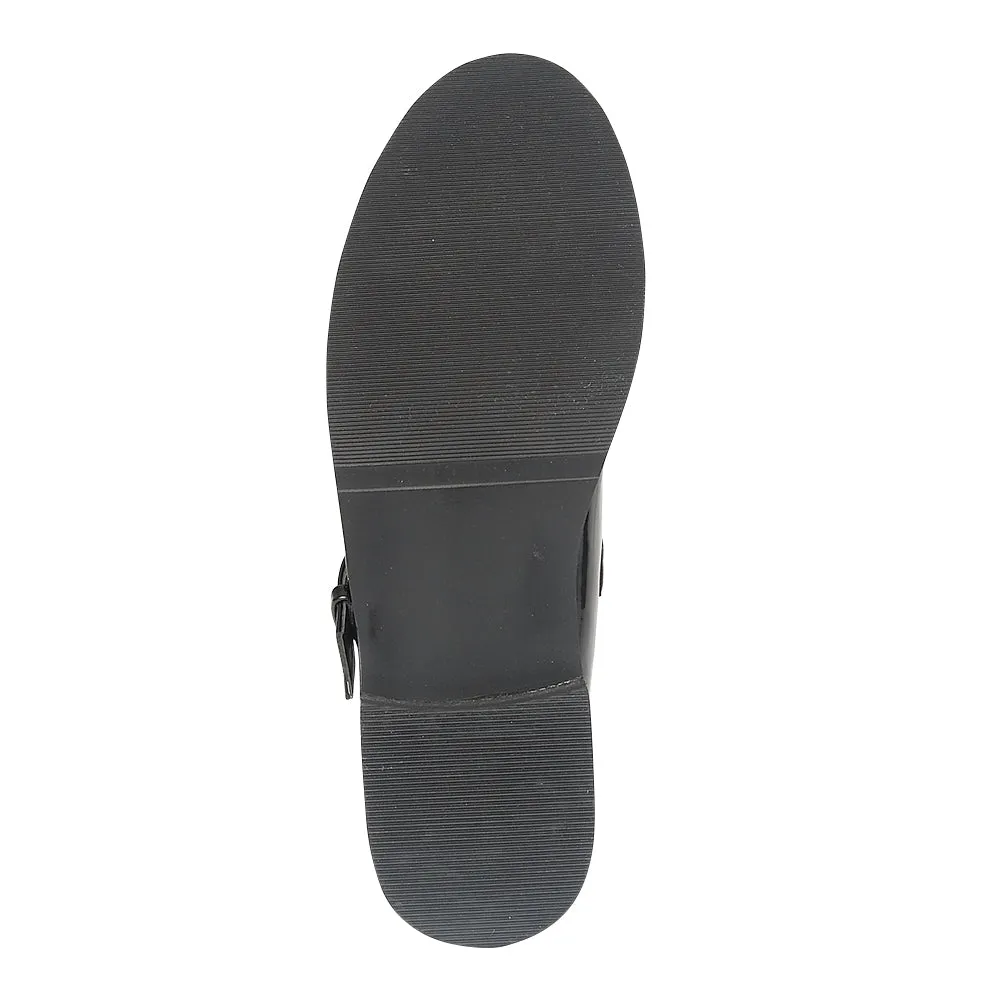 Black Pu Flat Shoes