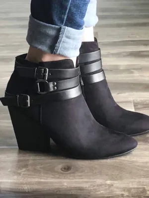 Buckle Strap Bootie In Black