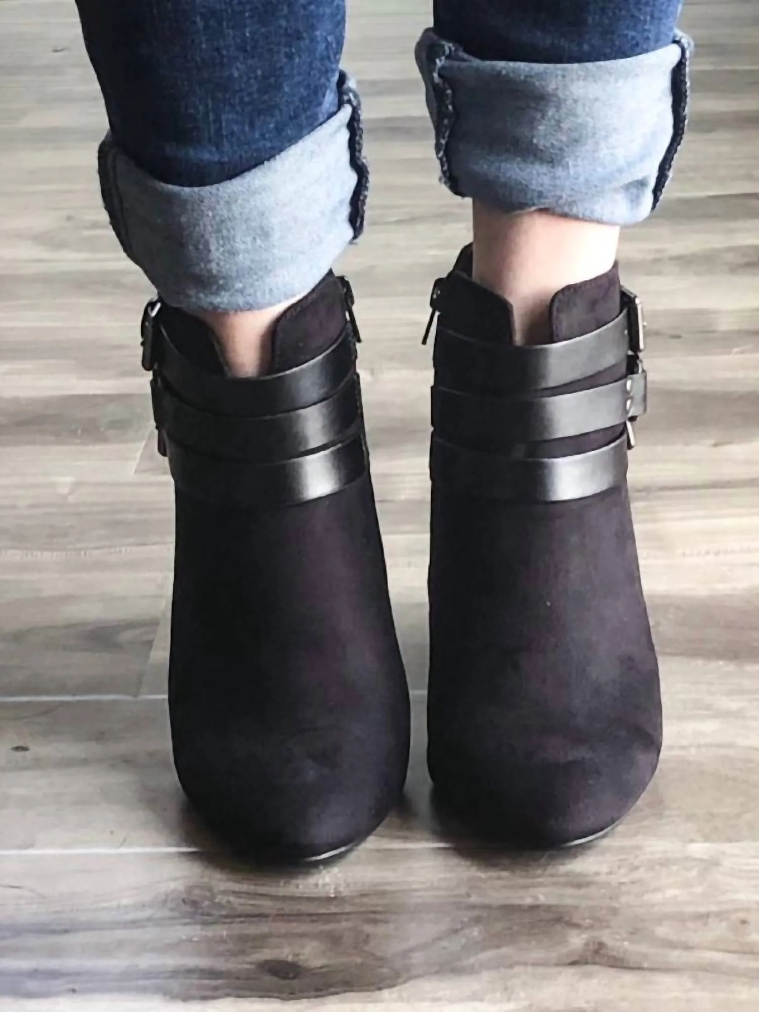 Buckle Strap Bootie In Black