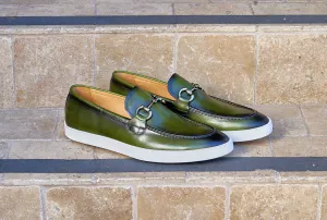 Calfskin Slip-On Horsebit Loafer Olive