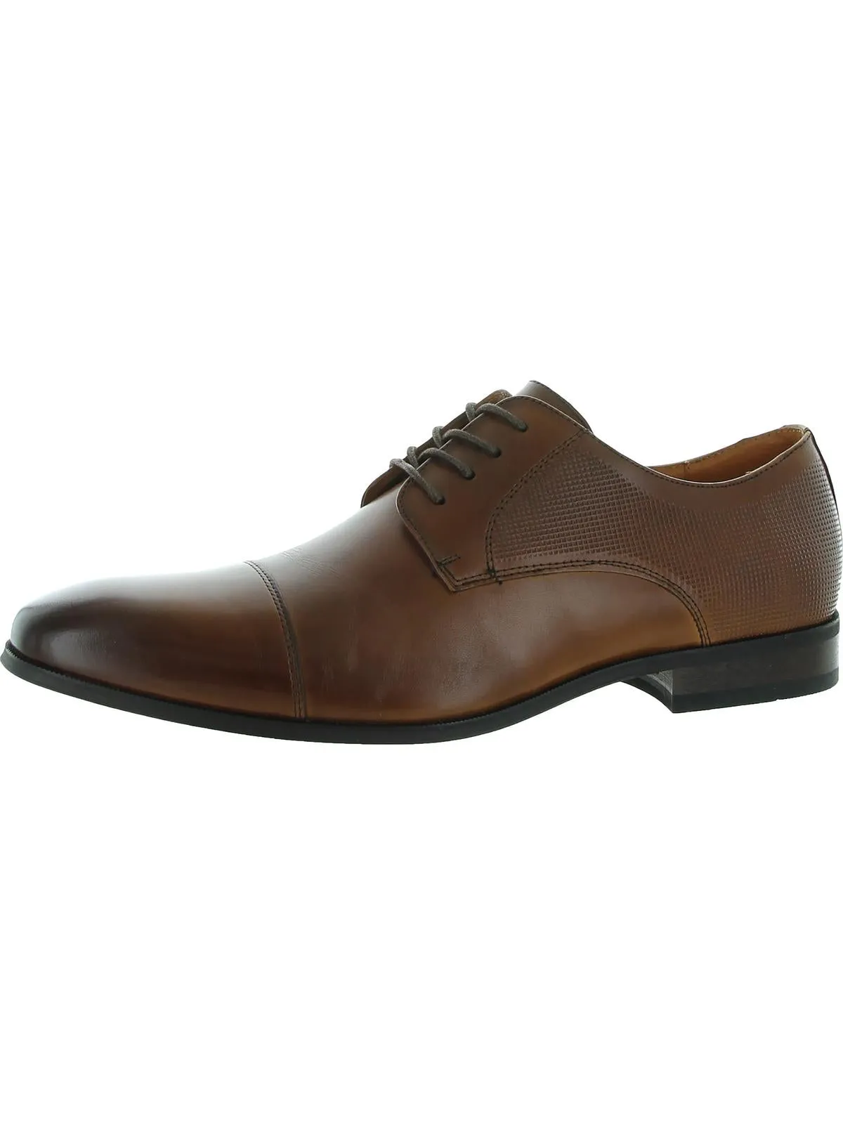 Calipa Mens Leather Lace-Up Cap Toe Oxfords