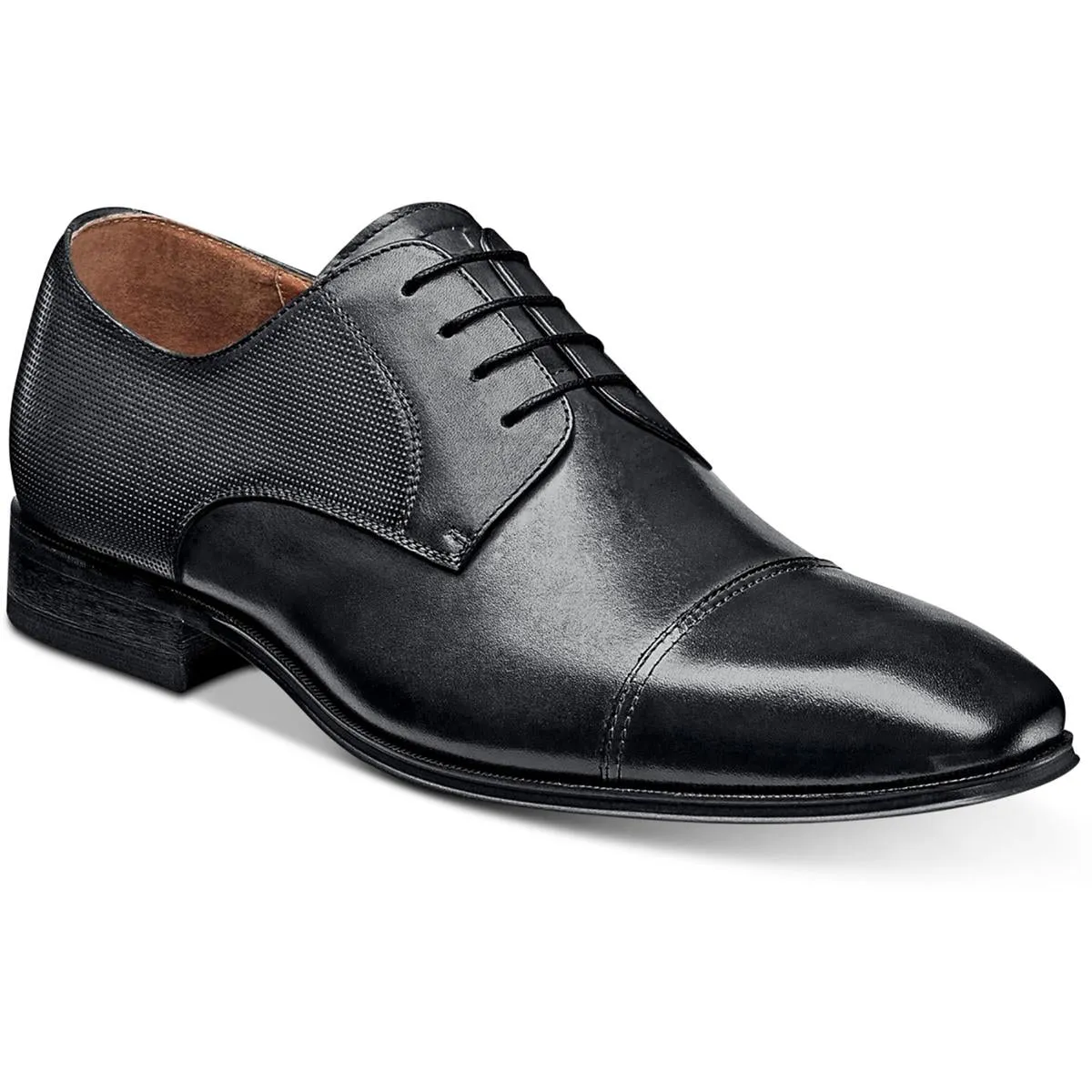 Calipa Mens Leather Lace-Up Cap Toe Oxfords