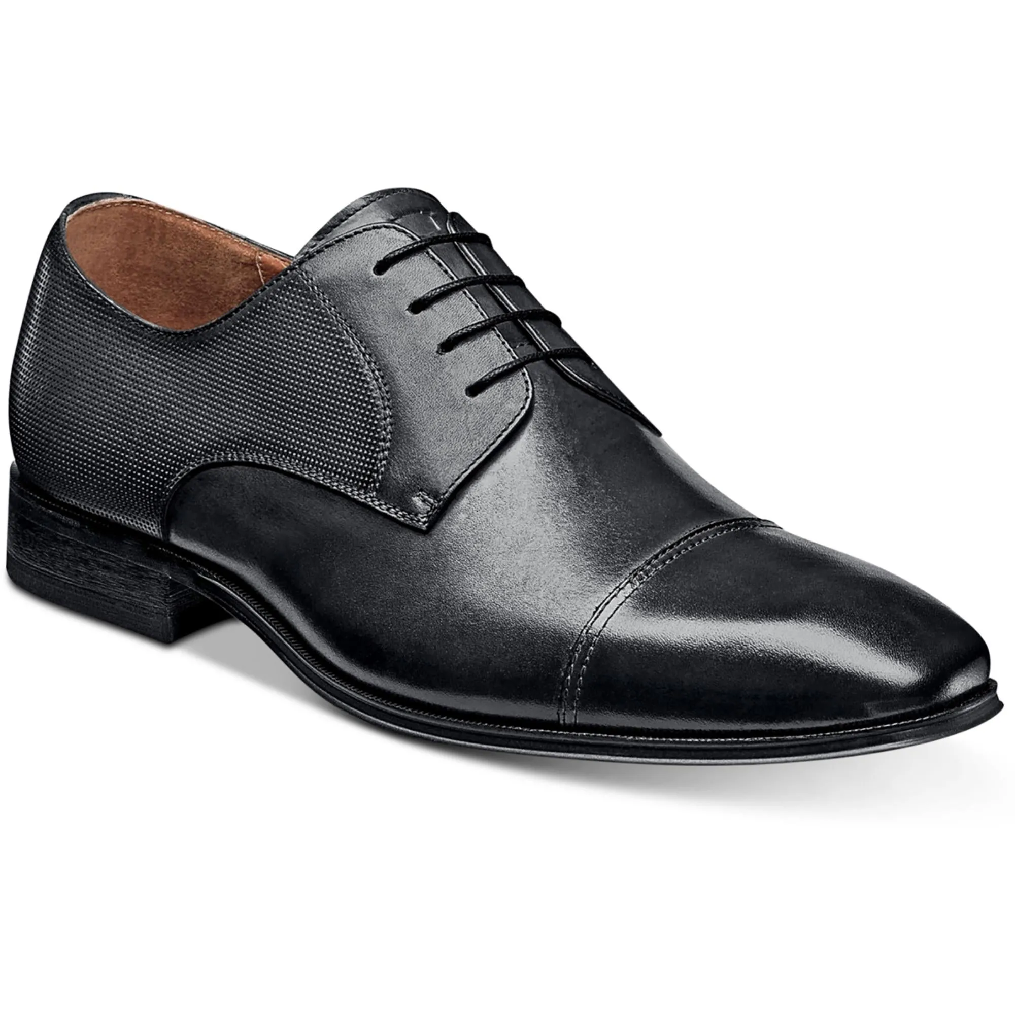 Calipa Mens Leather Lace-Up Cap Toe Oxfords