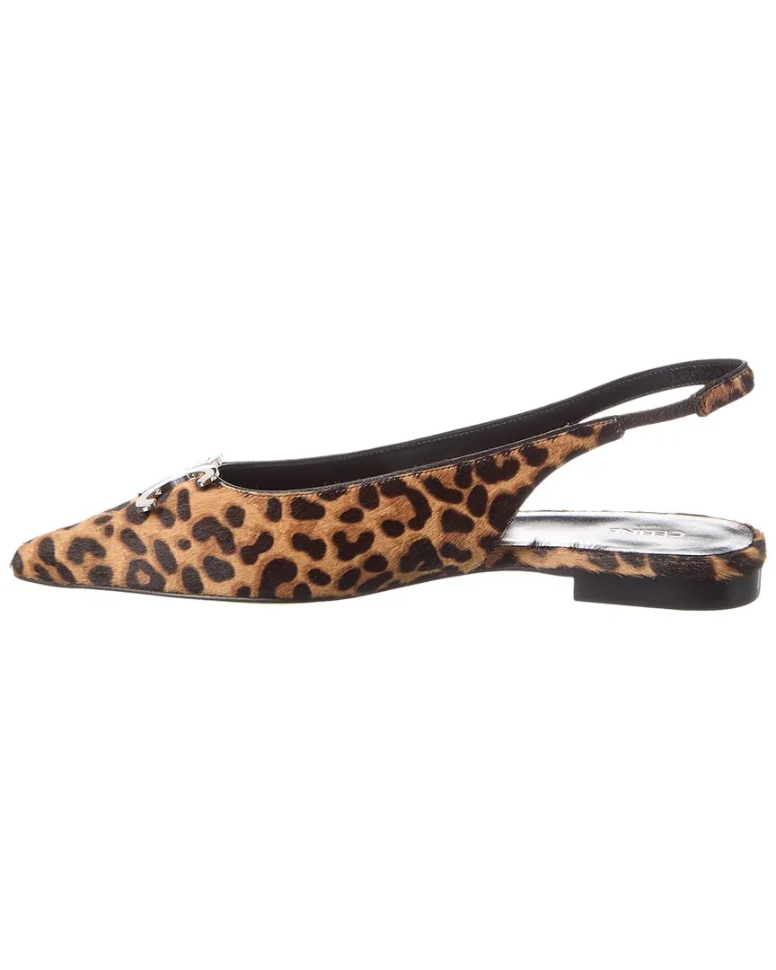 CELINE Triomphe Haircalf Slingback Flat