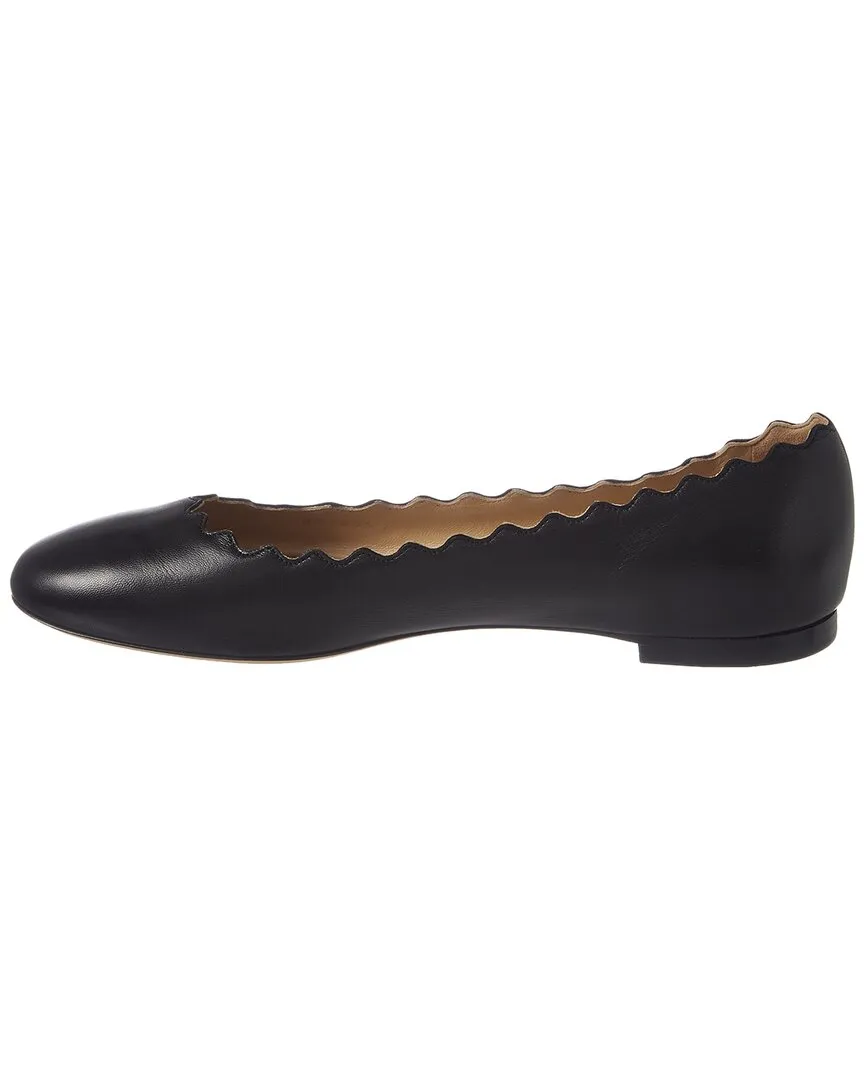 Chlo�� Lauren Scalloped Leather Ballerina Flat