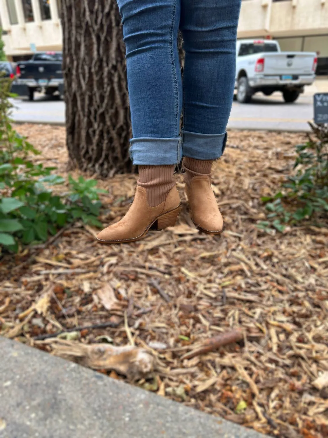 Corky's Crackling Bootie In Camel Suede