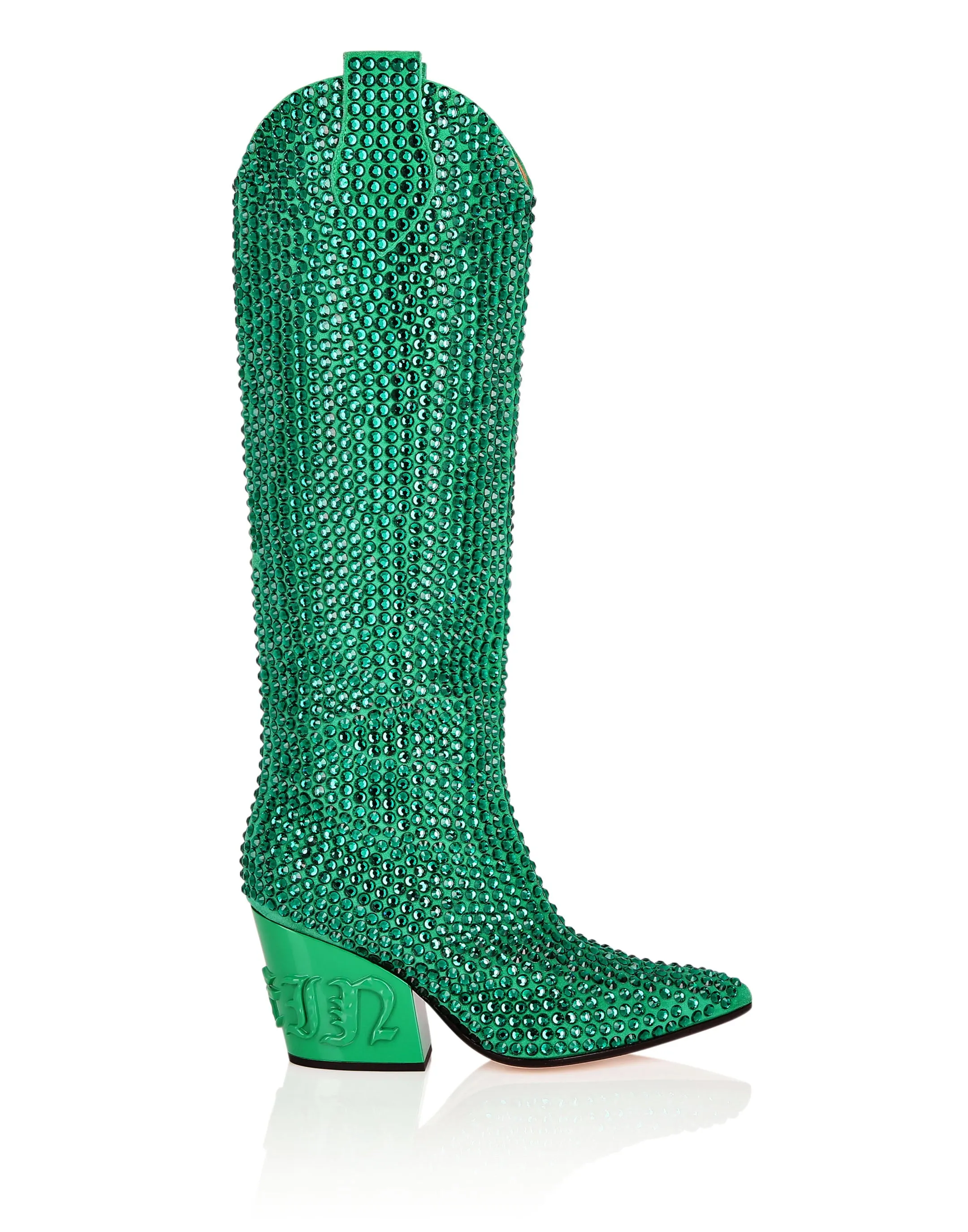 CowBoy Boots Mid Heels High Crystal