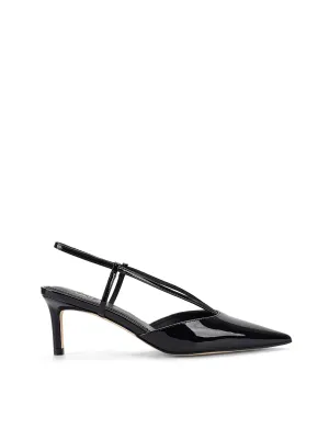 Dreamer Slingback Kitten Heels - Black Patent Leather