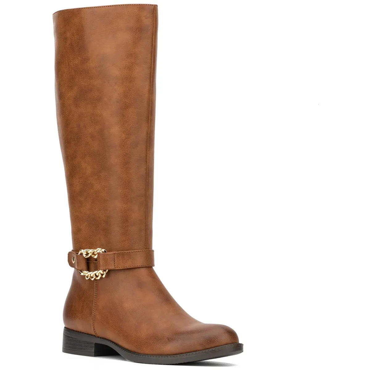ELIZA RIDING BOOT Womens Faux Leather Zipper Knee-High Boots