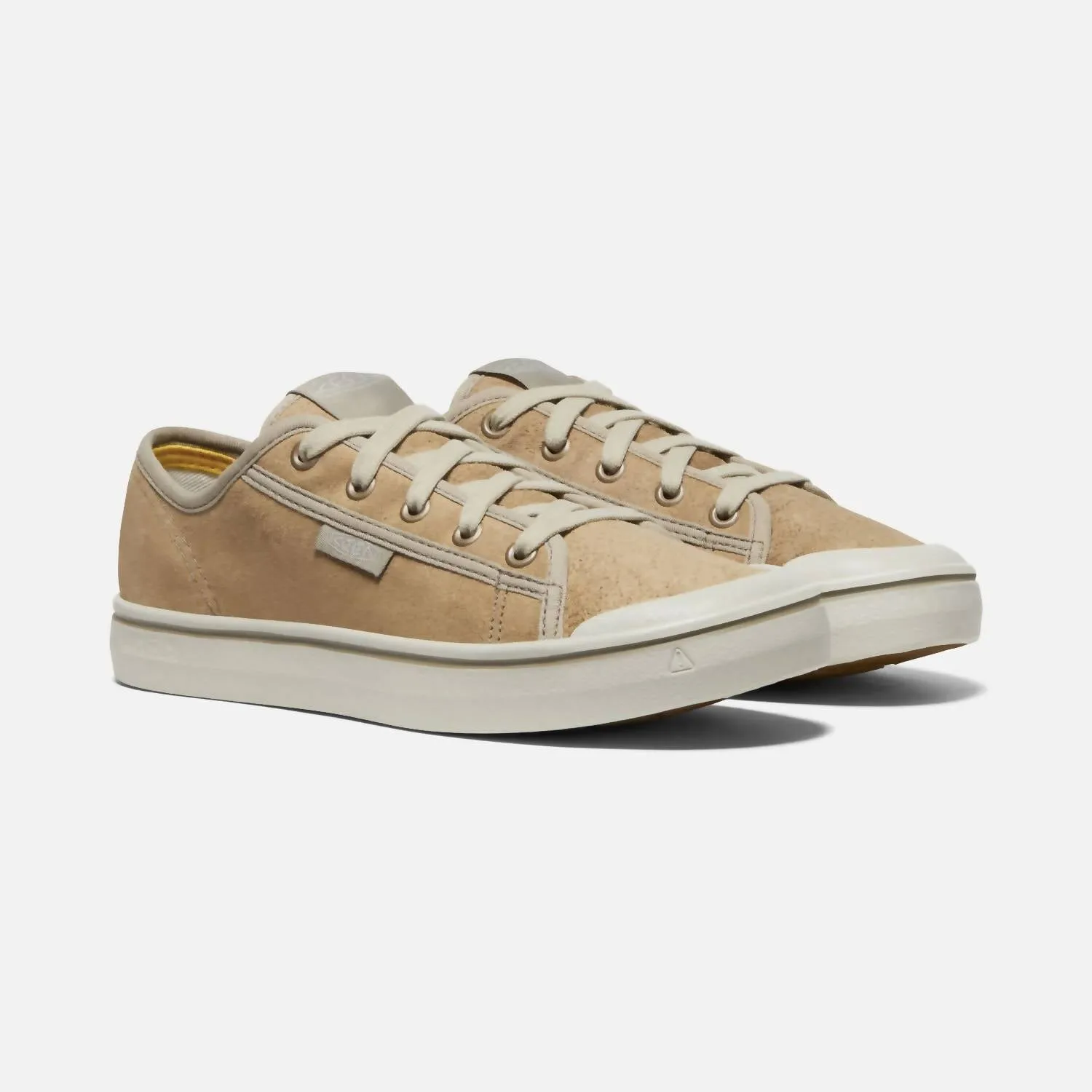 Elsa Harvest Leather Sneaker In Beige/silver Birch