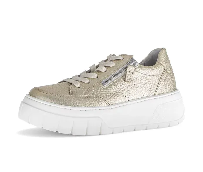 Gabor Gold Metallic Trainer with Chunky Sole