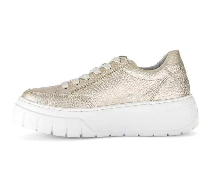 Gabor Gold Metallic Trainer with Chunky Sole