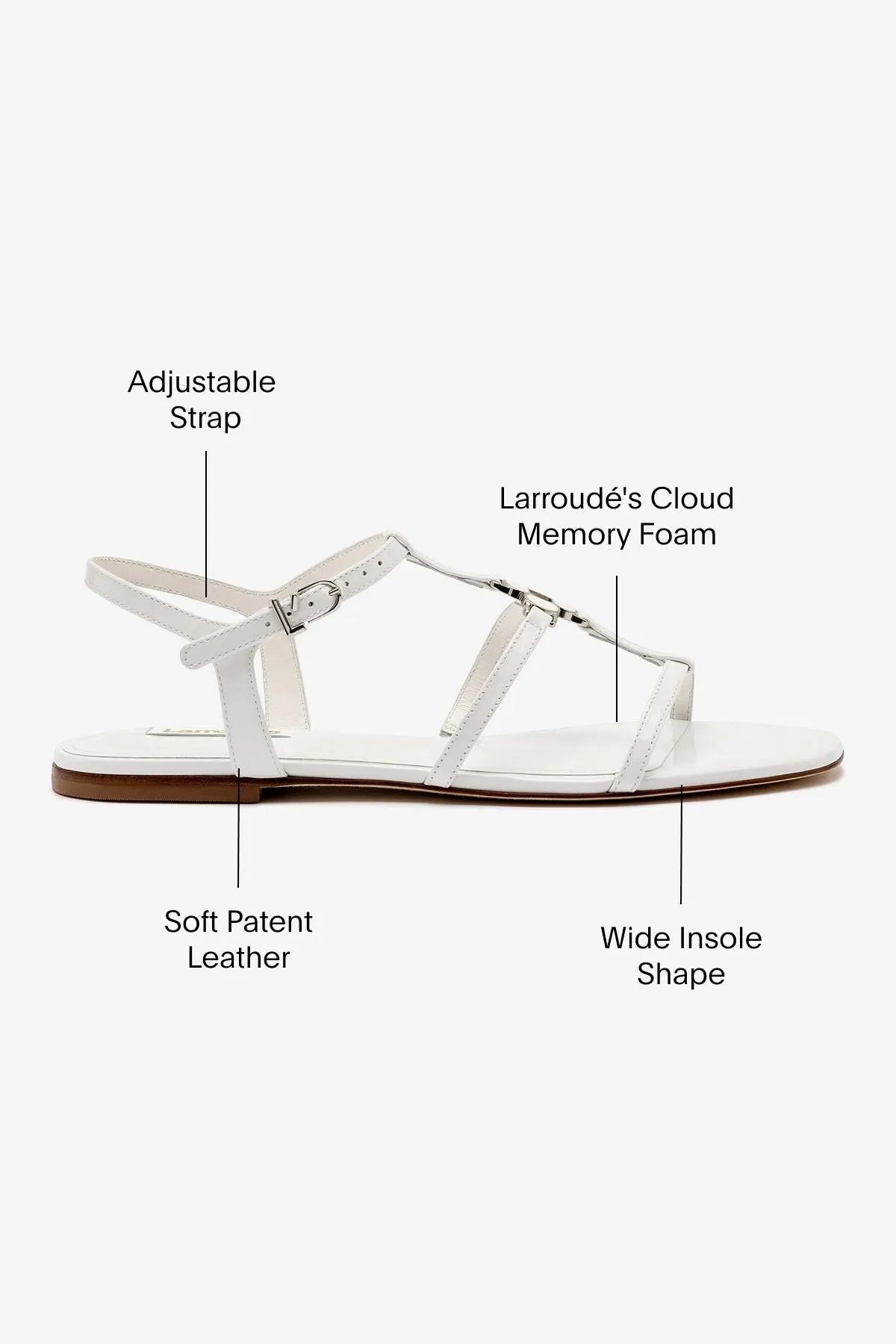 Hana Flat In White Patent Leather