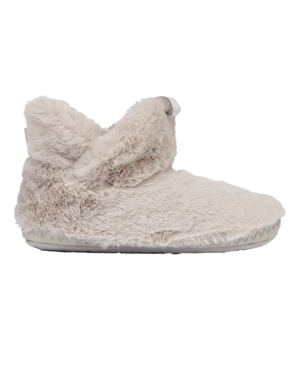 Harriet 100% Recycled High Density Faux Fur Slipper Boot in Trace Grey