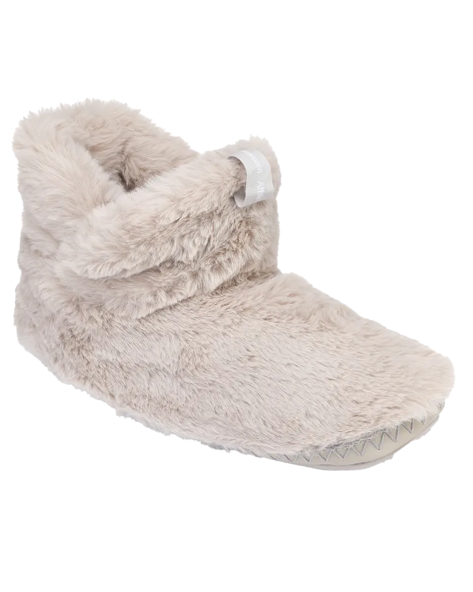 Harriet 100% Recycled High Density Faux Fur Slipper Boot in Trace Grey