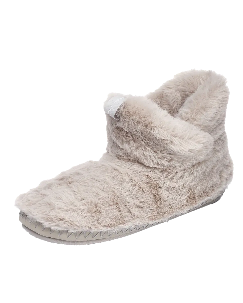 Harriet 100% Recycled High Density Faux Fur Slipper Boot in Trace Grey