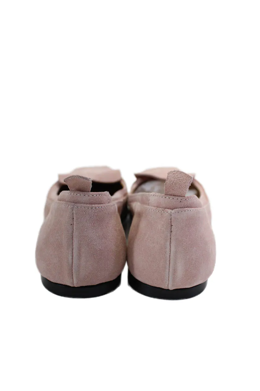 I.N.K. Womens Lilla Suede Square Toe Slip On Flats Pink