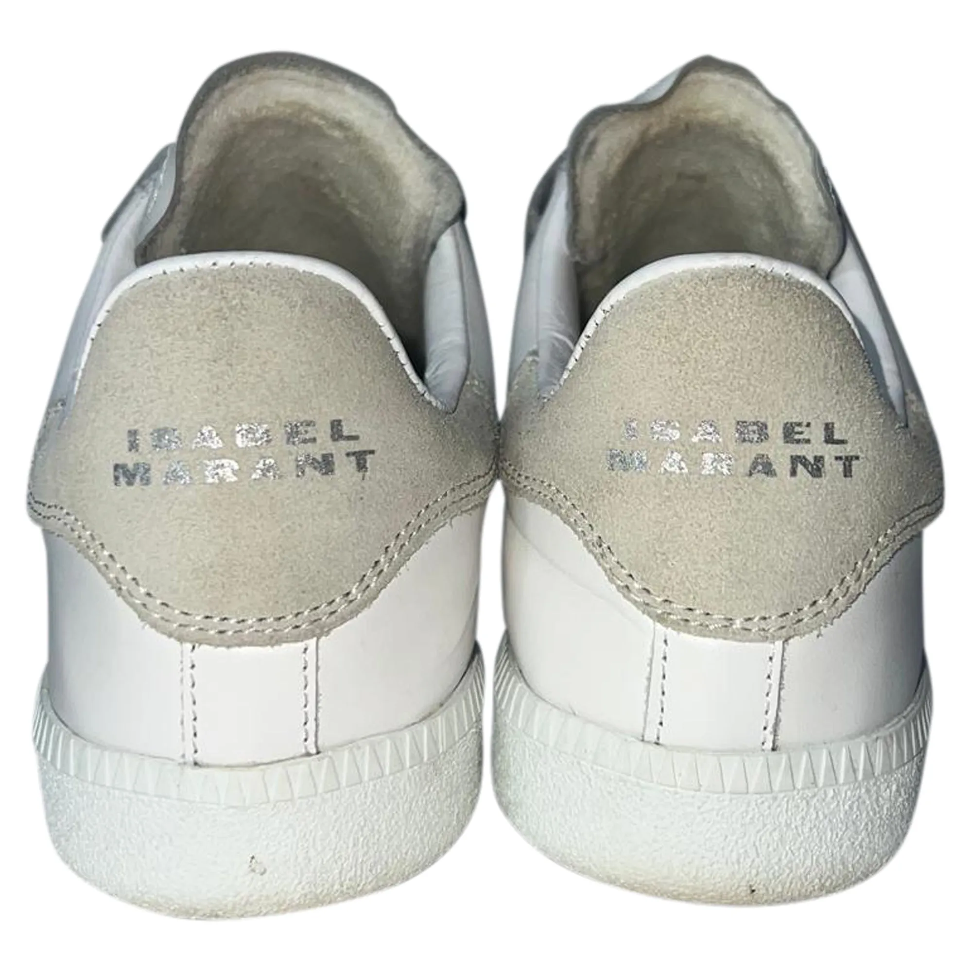 Isabel Marant Beth Logo Velcro Straps in White Leather and Suede