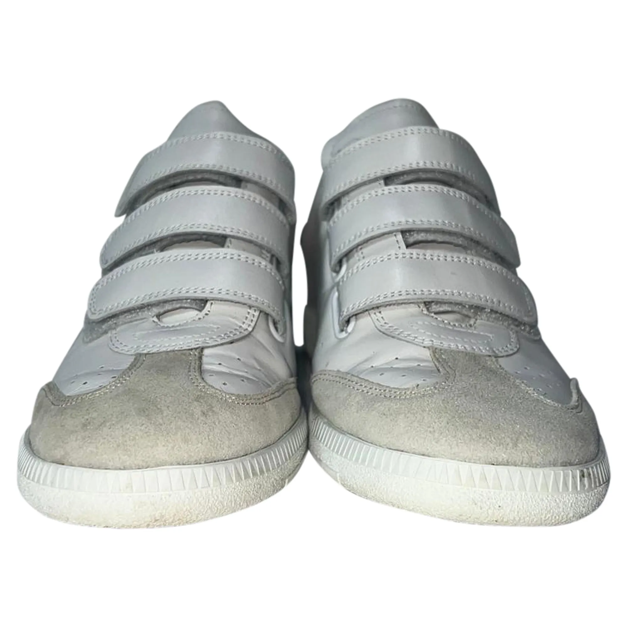 Isabel Marant Beth Logo Velcro Straps in White Leather and Suede