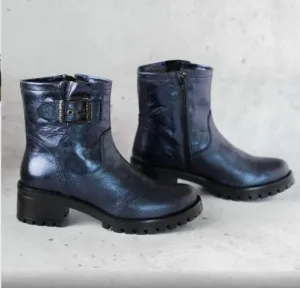 Leah Boot In Blue Shiny