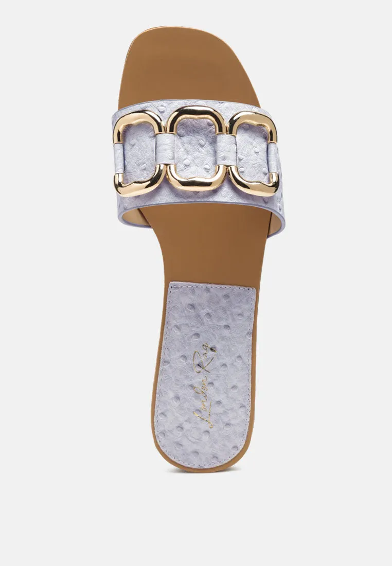 madeleine metal rings flat slides