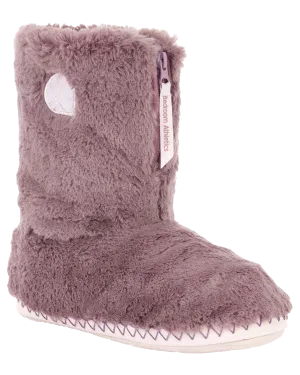 Monroe Faux Fur Slipper Boots in Aquarelle & Dusky Pink