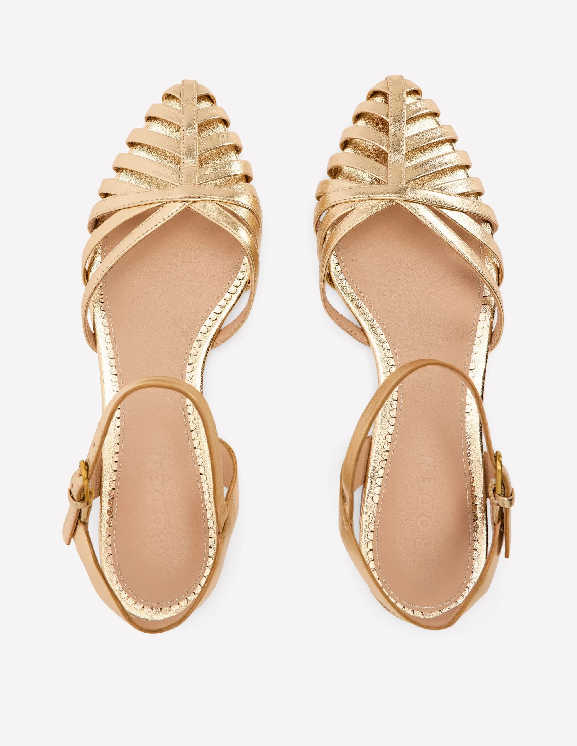 Multi Strap Pointed Sandal-Gold