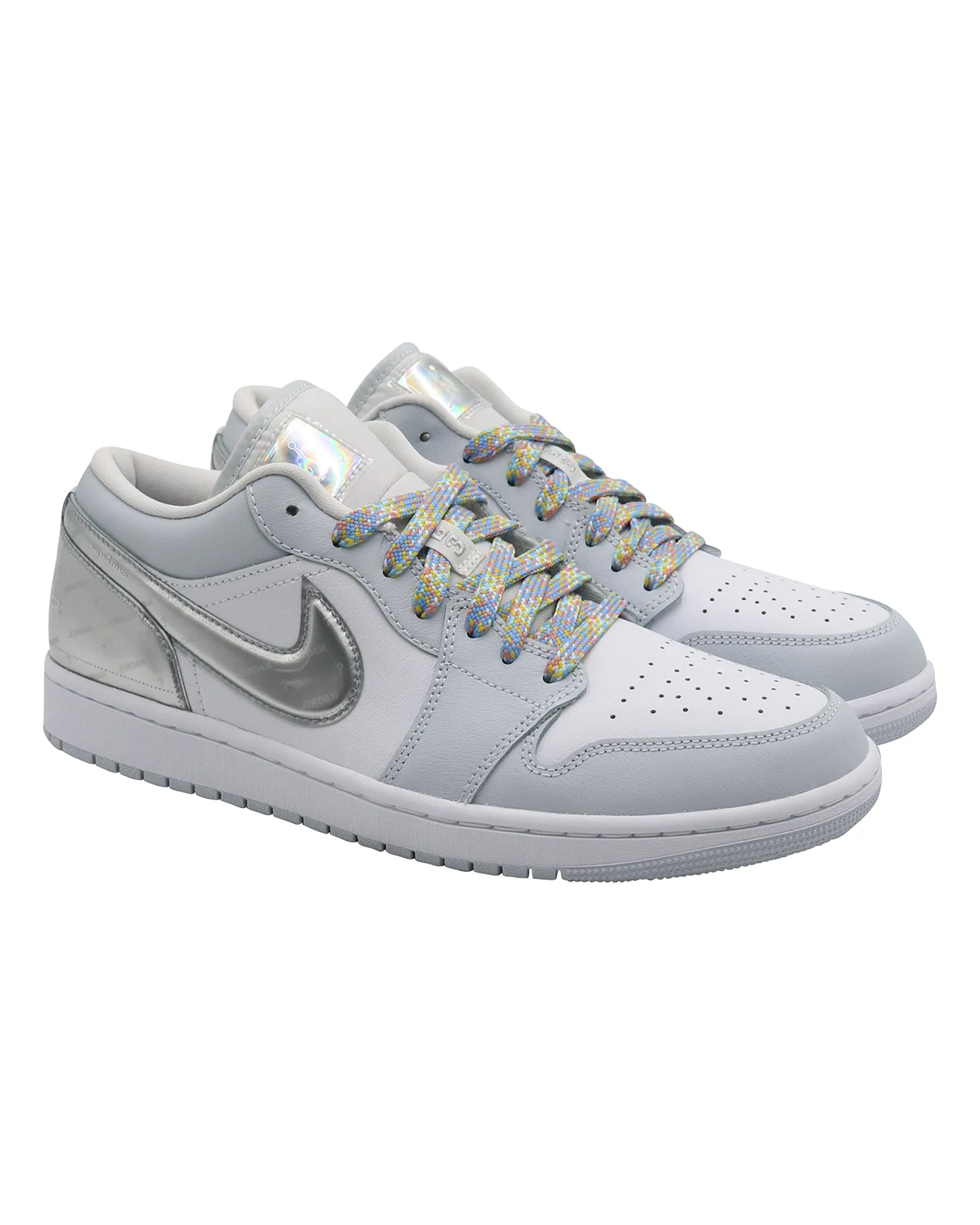 Nike Air Jordan 1 Low SE "Tear Away"  Sneakers in Silver Leather