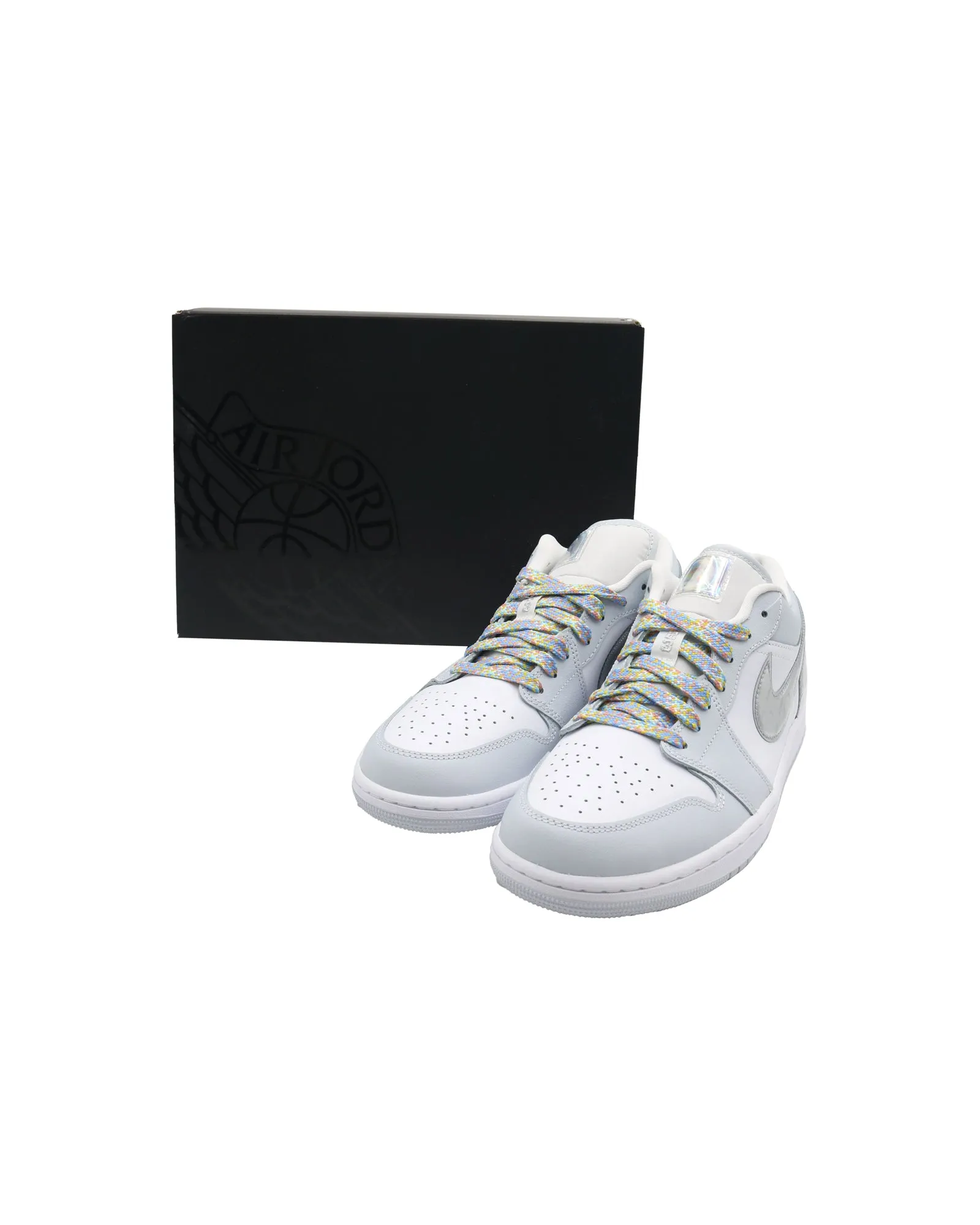 Nike Air Jordan 1 Low SE "Tear Away"  Sneakers in Silver Leather