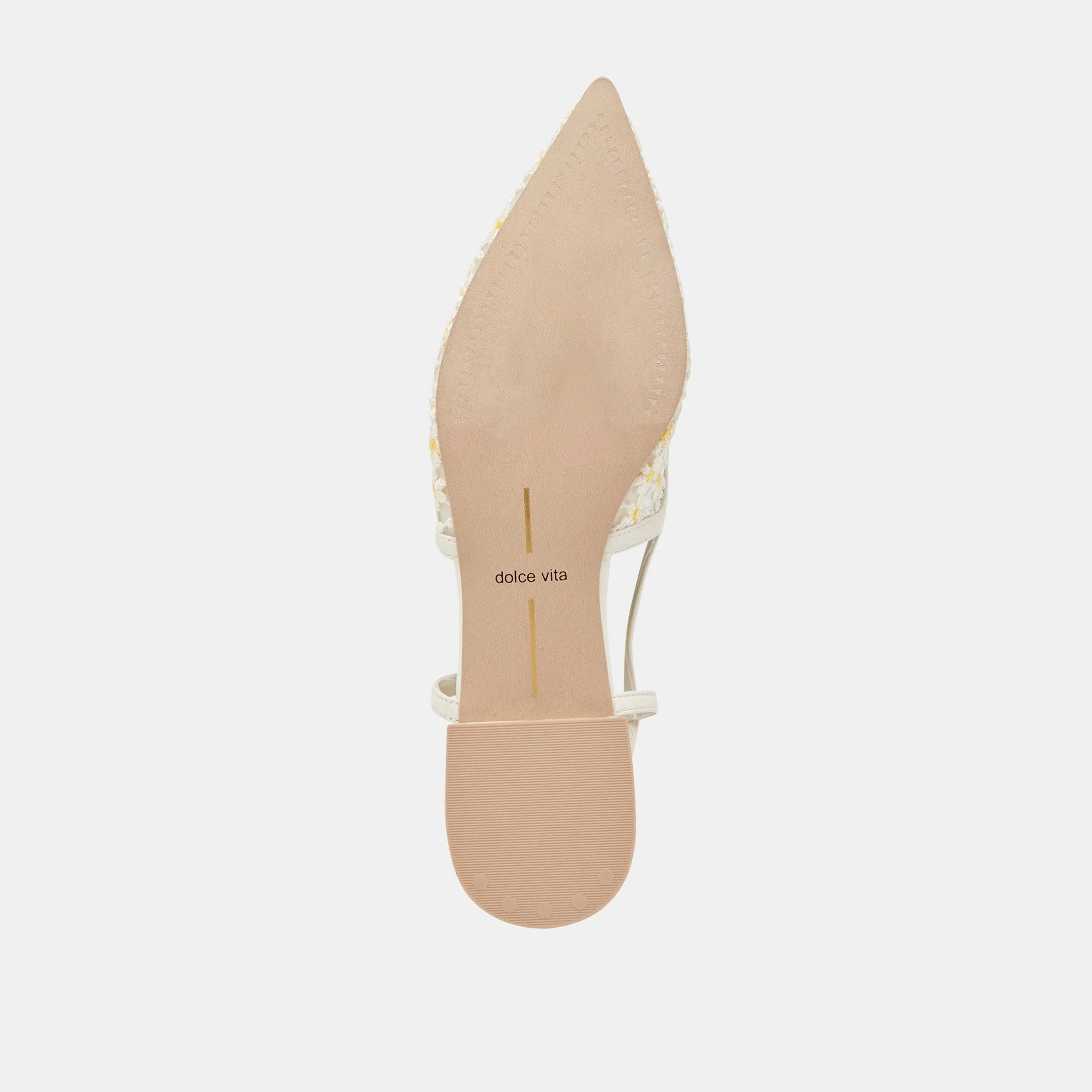 PAMIE FLORAL FLATS WHITE YELLOW FLORAL MESH