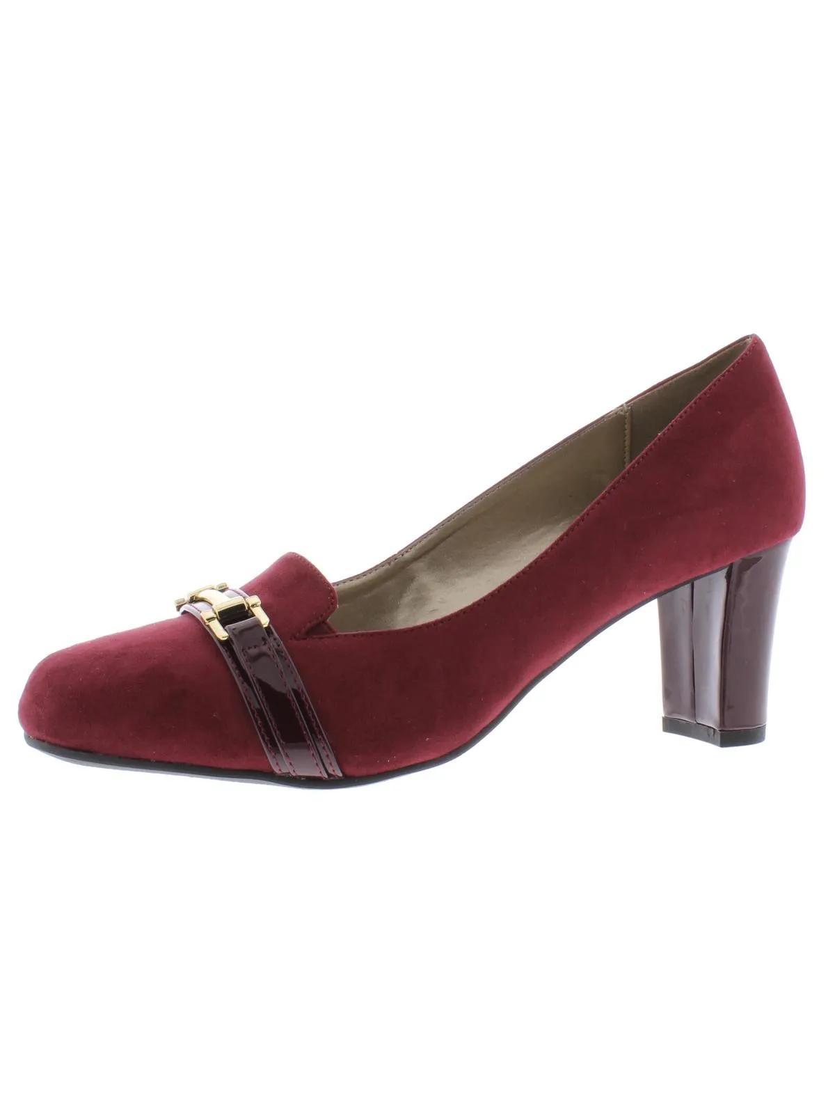 Penzey Womens Faux Suede Patent Trim Dress Pumps