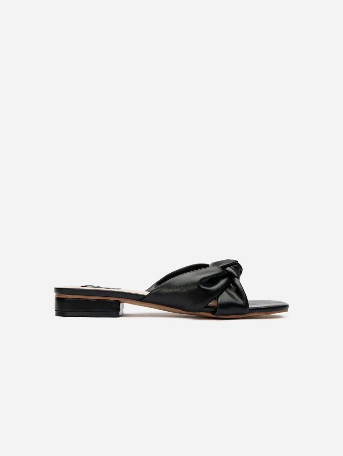 Salsify Women's Vegan Leather Knot Slide Sandals | Black