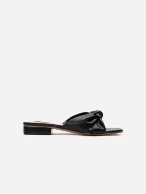 Salsify Women's Vegan Leather Knot Slide Sandals | Black