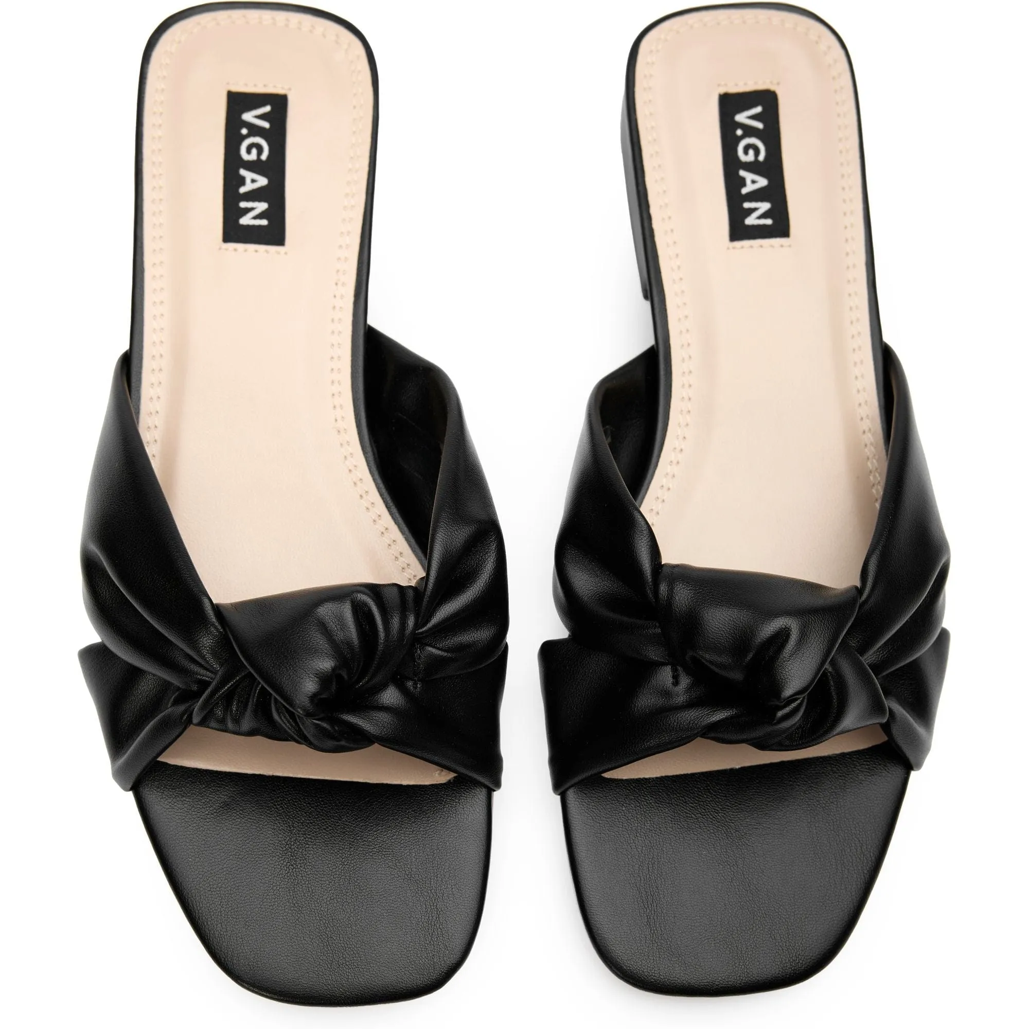 Salsify Women's Vegan Leather Knot Slide Sandals | Black