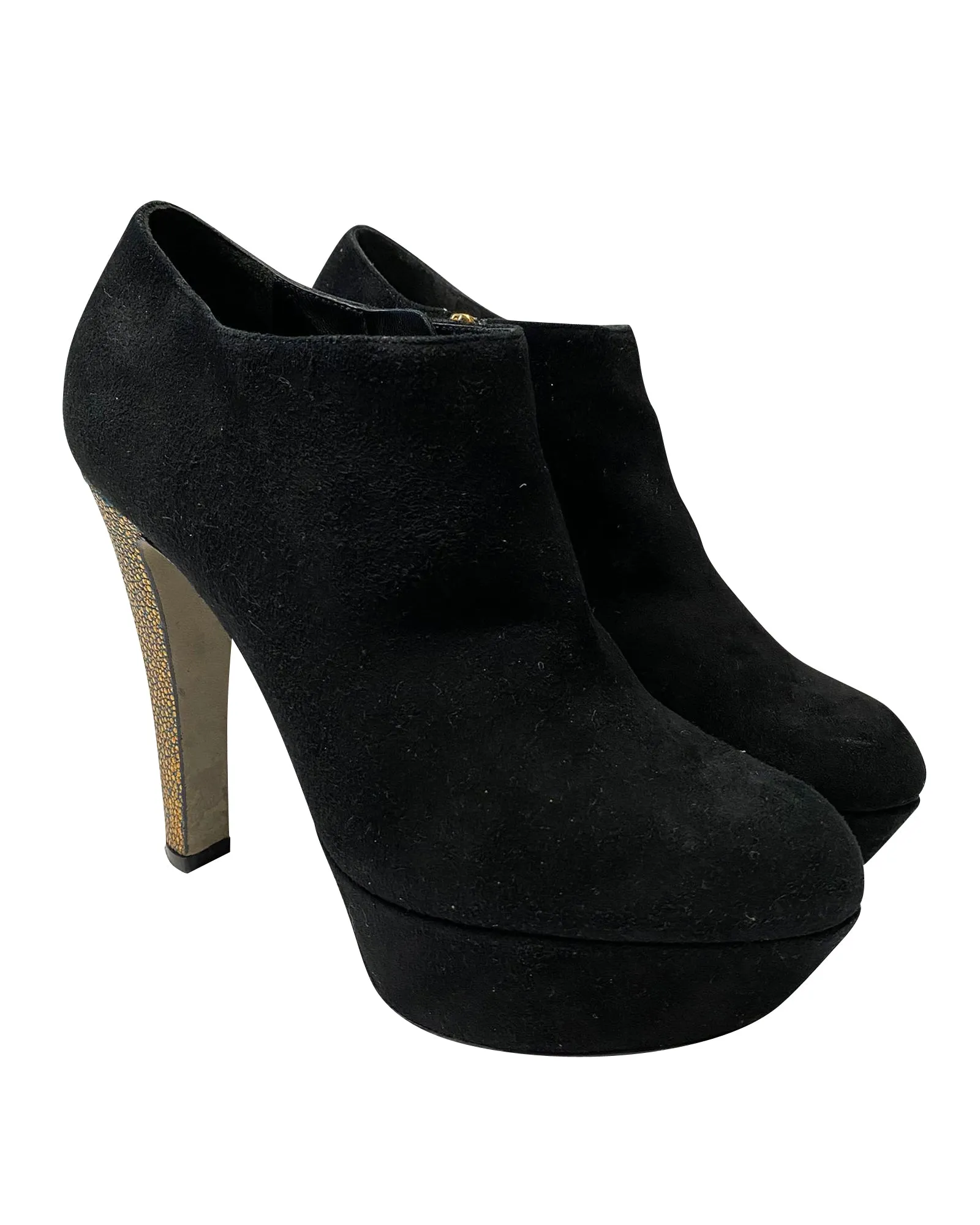 Sergio Rossi Embellished Ankle Bootie in Black Suede
