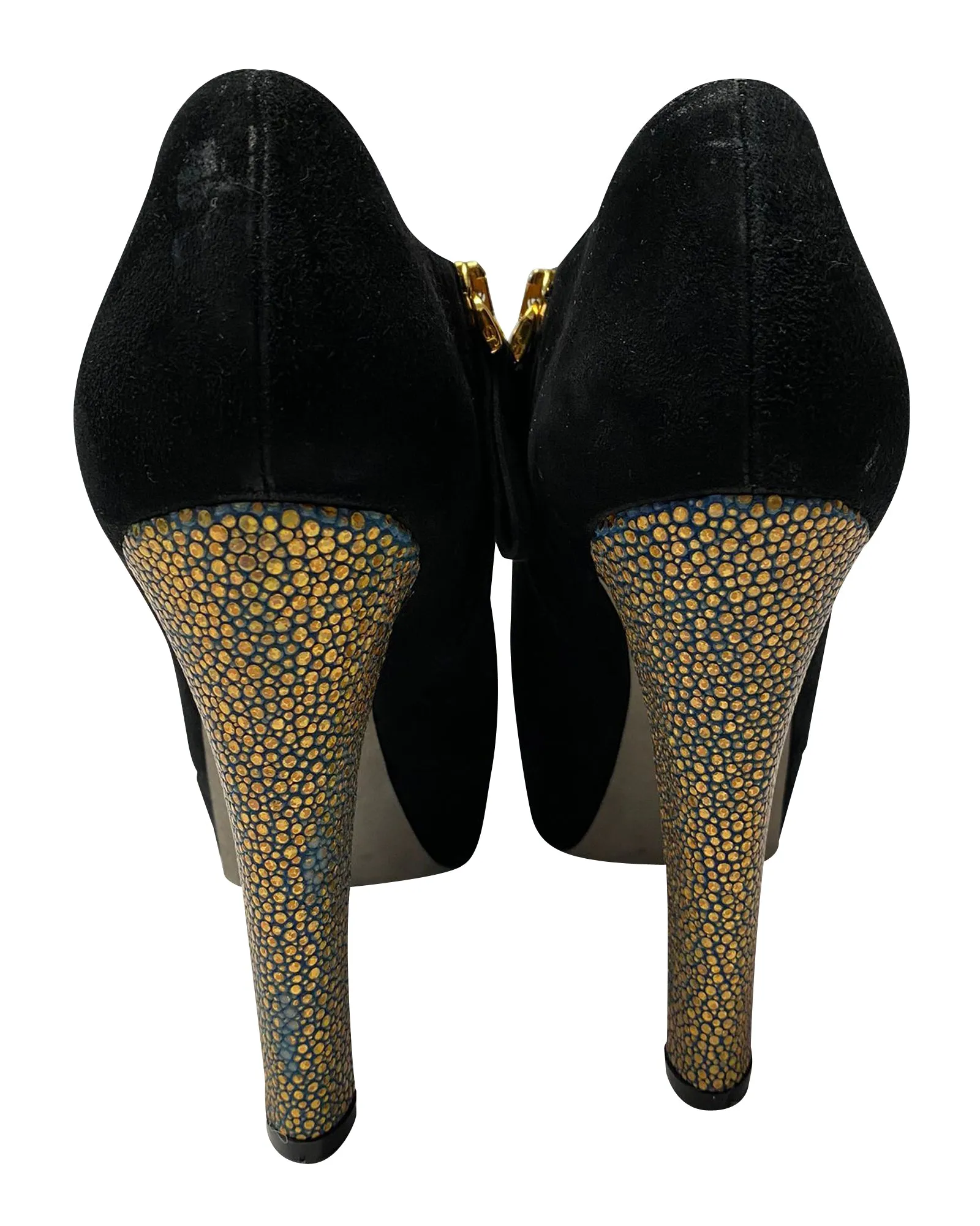Sergio Rossi Embellished Ankle Bootie in Black Suede