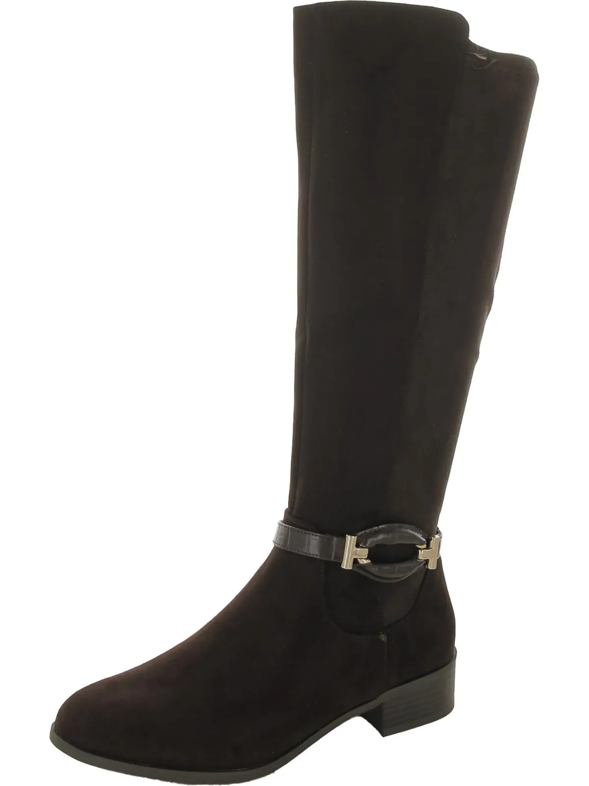 Stanell Womens Faux Suede Round Toe Knee-High Boots