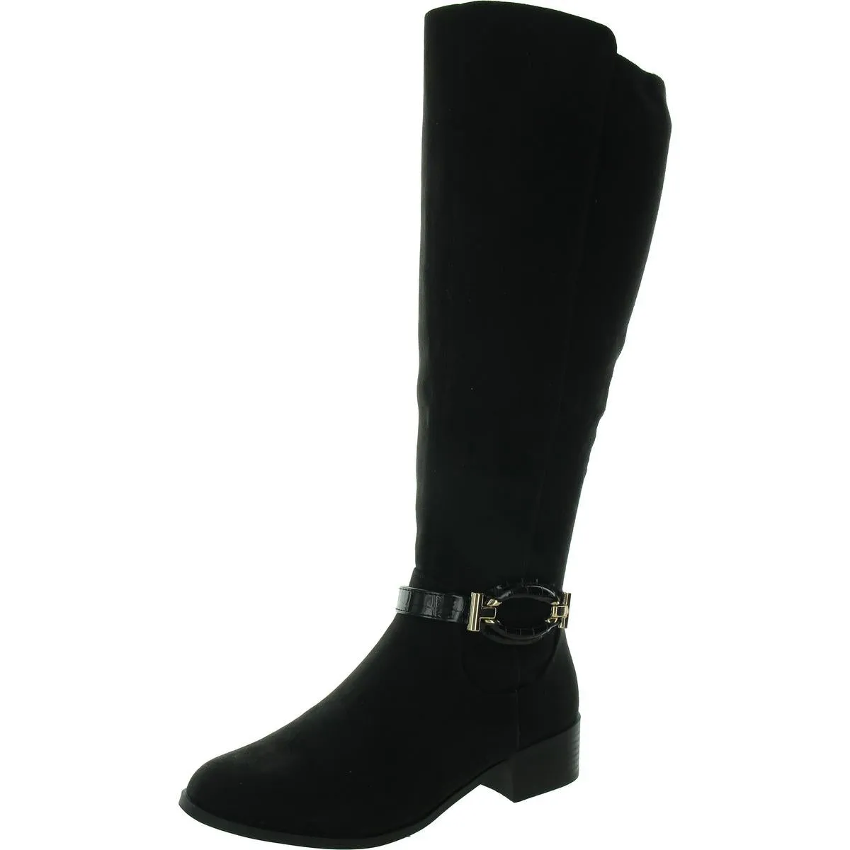 Stanell Womens Faux Suede Round Toe Knee-High Boots