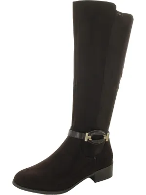 Stanell Womens Faux Suede Round Toe Knee-High Boots