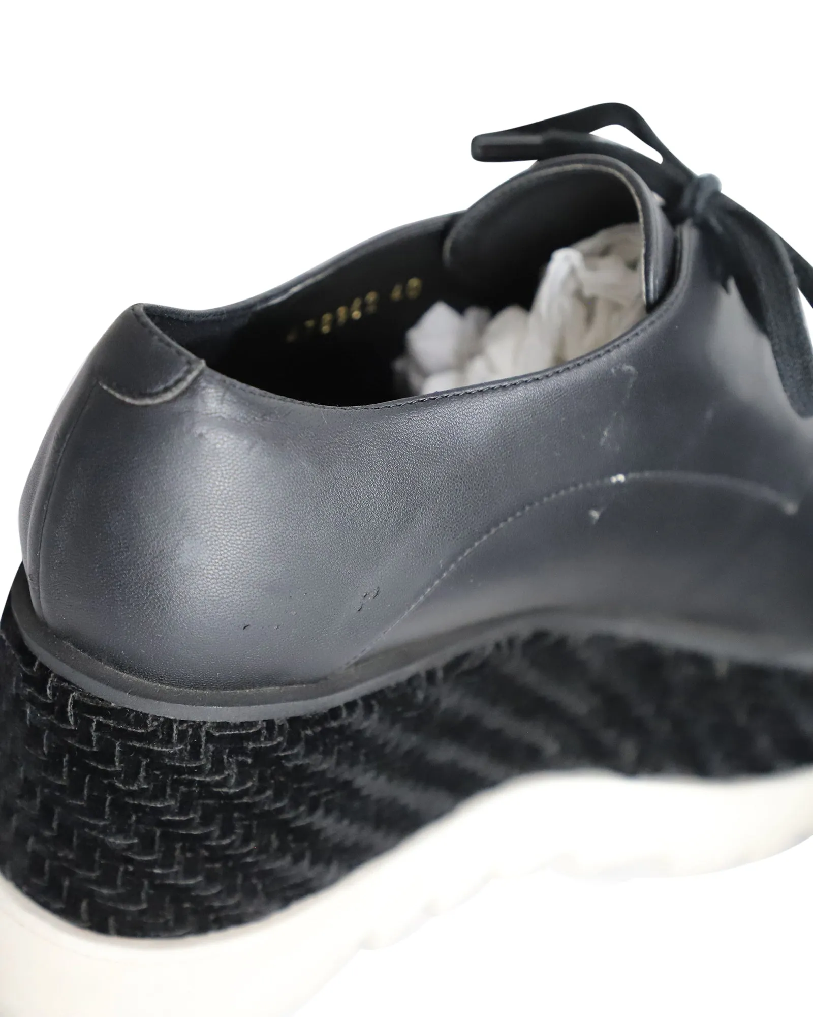 Stella McCartney Elyse Velvet-Trimmed Platform Brogues in Black Faux Leather