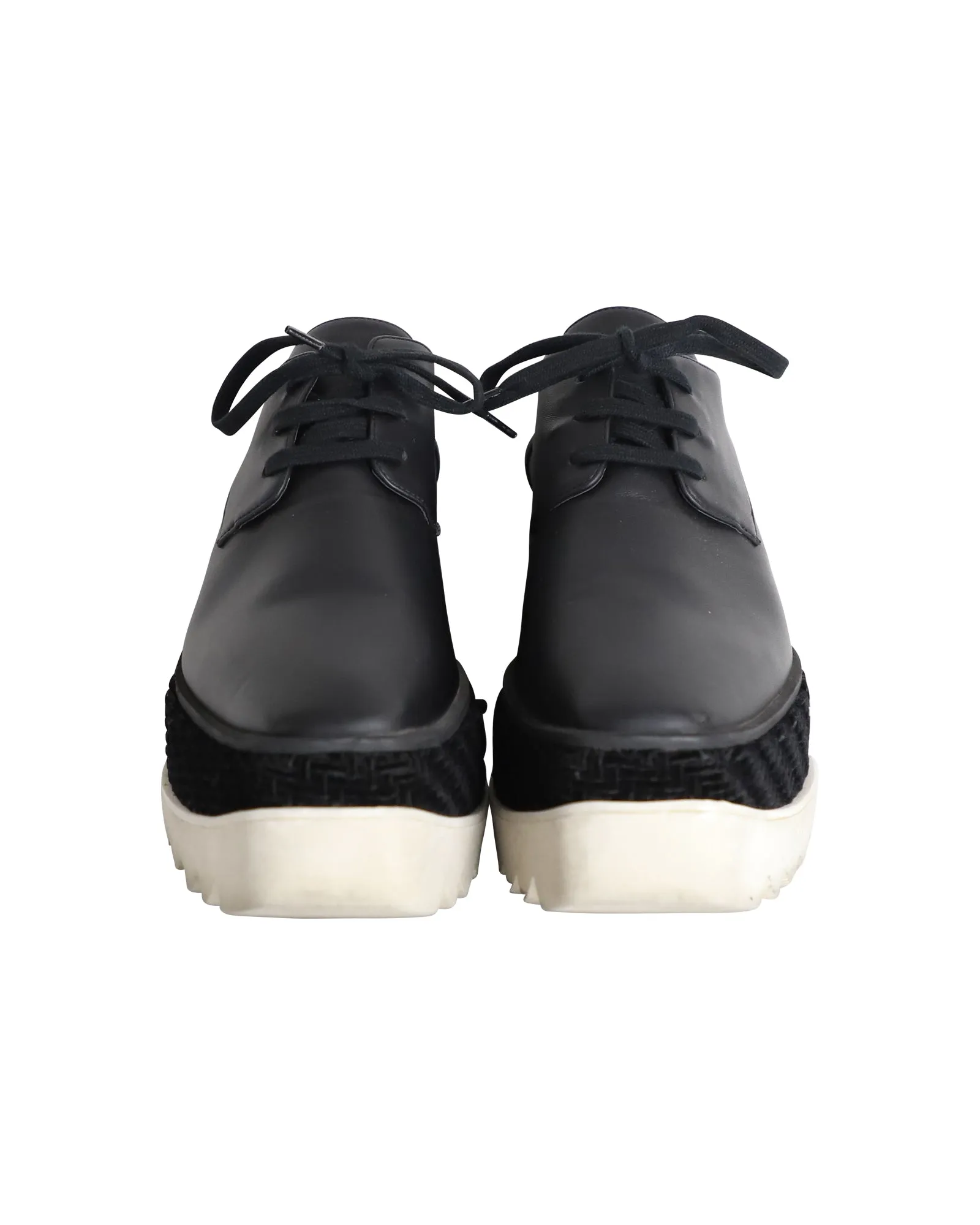 Stella McCartney Elyse Velvet-Trimmed Platform Brogues in Black Faux Leather