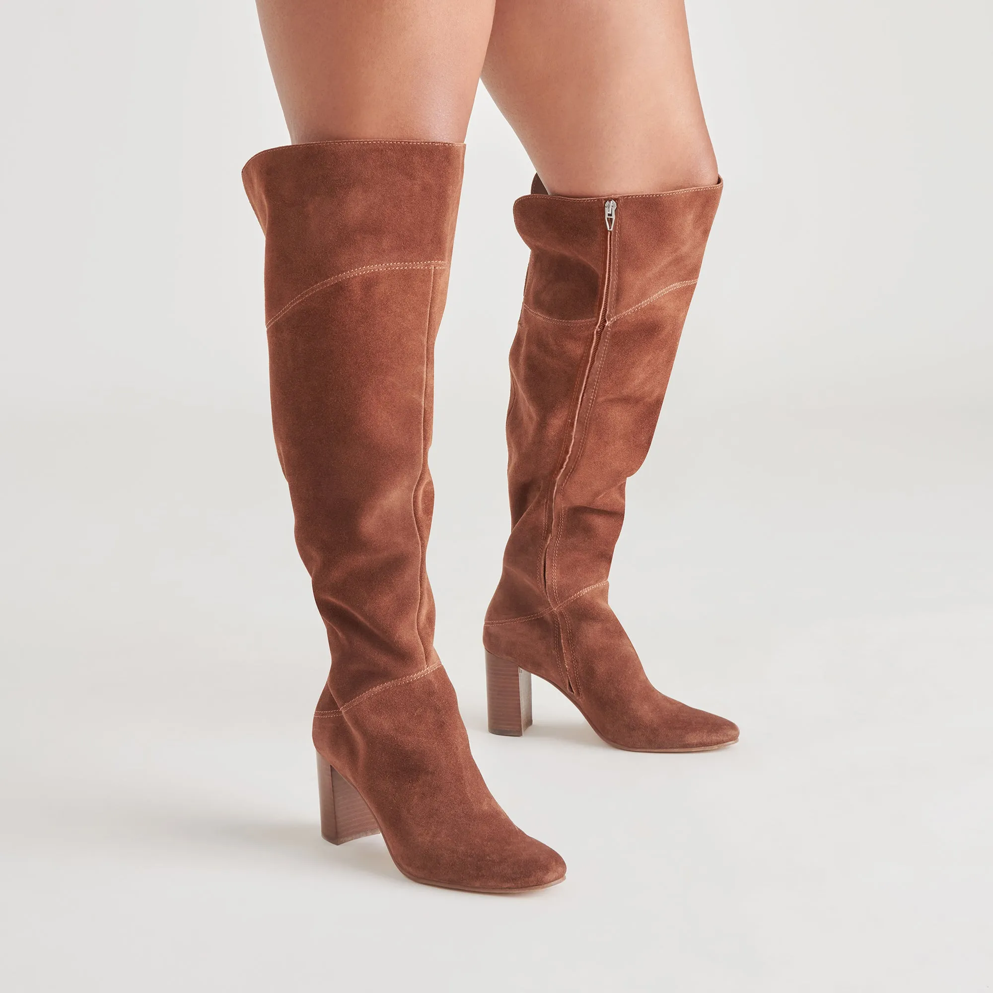 SURY WIDE CALF BOOTS DARK SADDLE SUEDE
