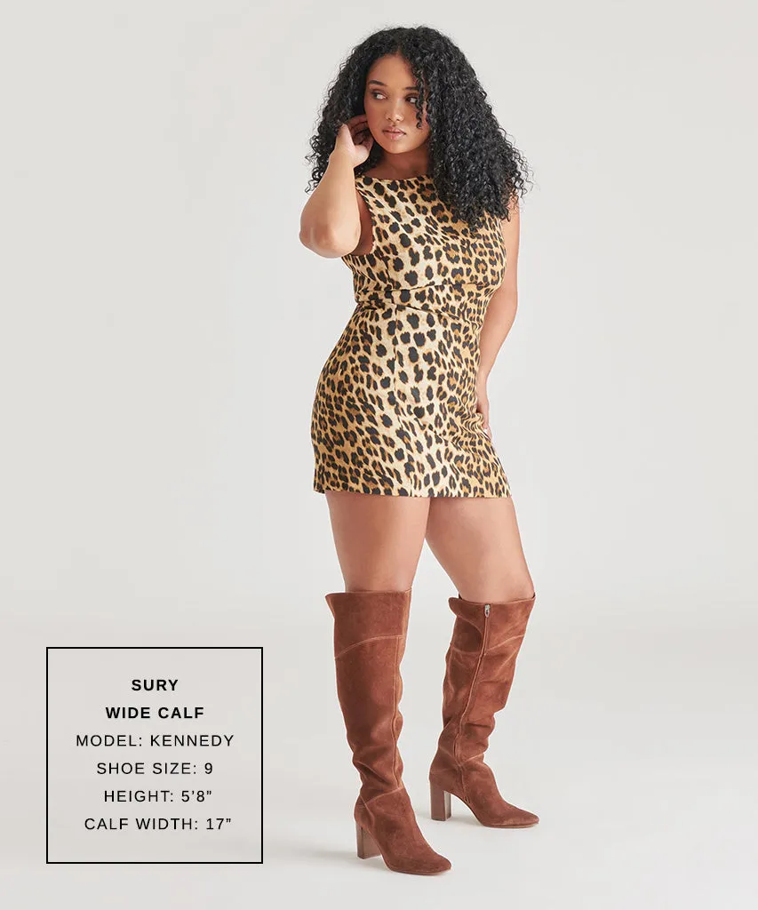 SURY WIDE CALF BOOTS DARK SADDLE SUEDE