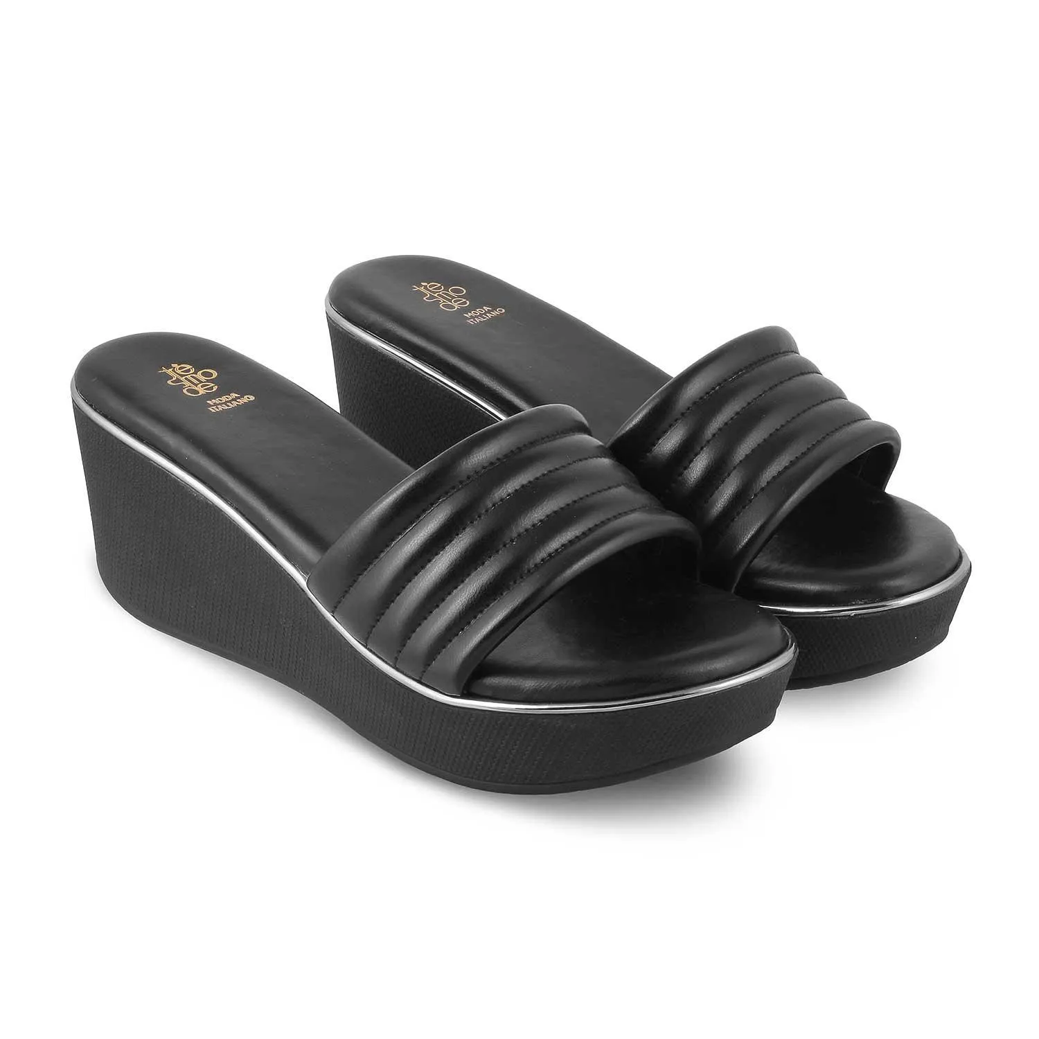 The Skledge Black Women's Dress Wedge Sandals Tresmode