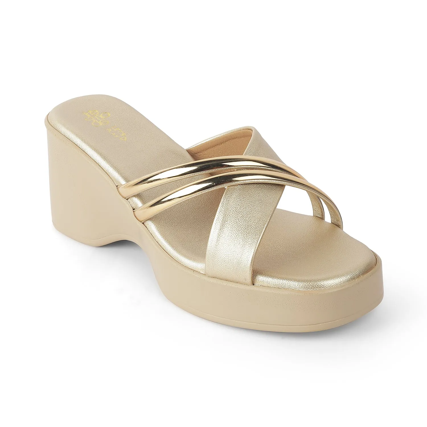 Tresmode Coglam Gold Women's Dress Wedge Sandals