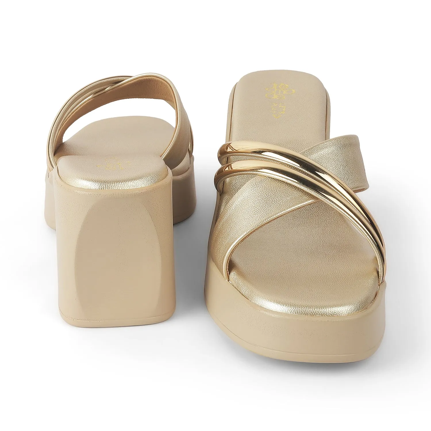 Tresmode Coglam Gold Women's Dress Wedge Sandals