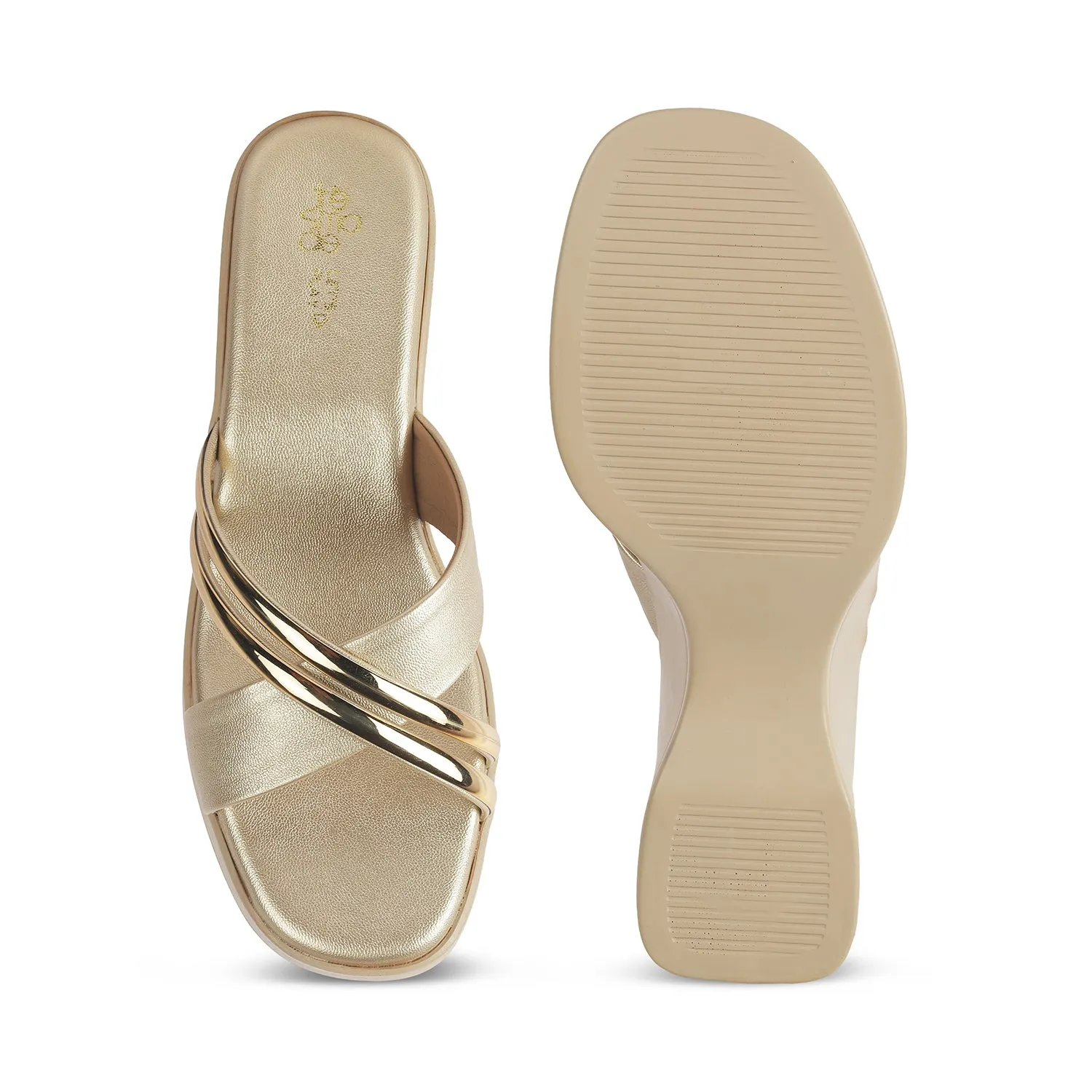 Tresmode Coglam Gold Women's Dress Wedge Sandals