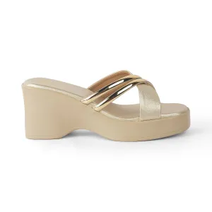 Tresmode Coglam Gold Women's Dress Wedge Sandals